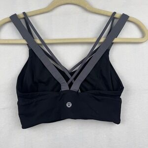 Lululemon‎ Black Sports Bra Pushing Limits Strappy Back Size 2